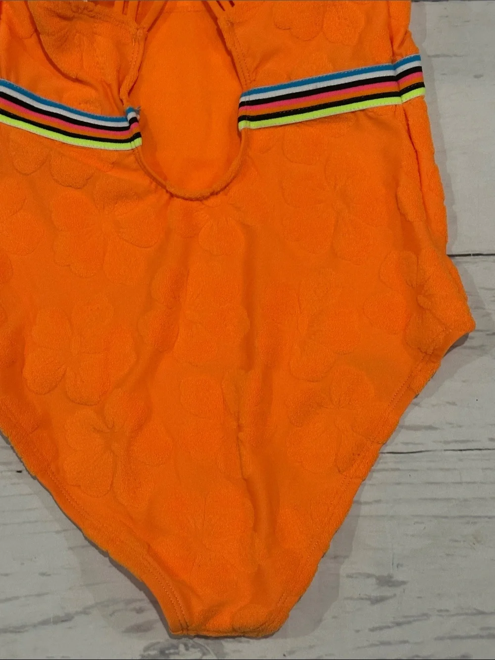 Hobie Orange One-Piece Swimsuit with Striped Waistband terry tropical floral 12